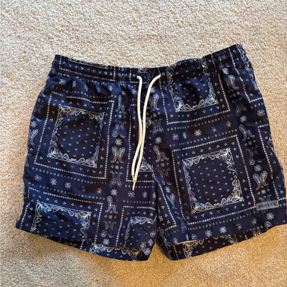 PACSUN BANDANA BATHING SUIT.  Navy/ white.  Size L.  New, no tags.